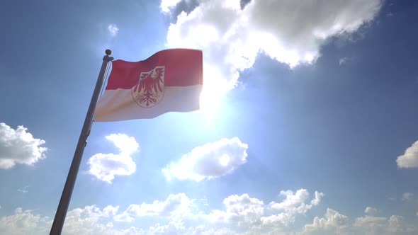 Brandenburg Flag on a Flagpole V4 - 4K alt