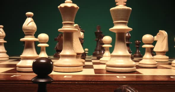 Classic chess game on black and white chessboard alt