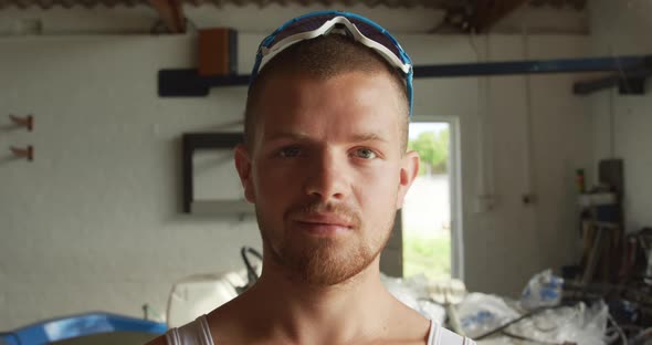 Portrait of male rower looking at the camera alt