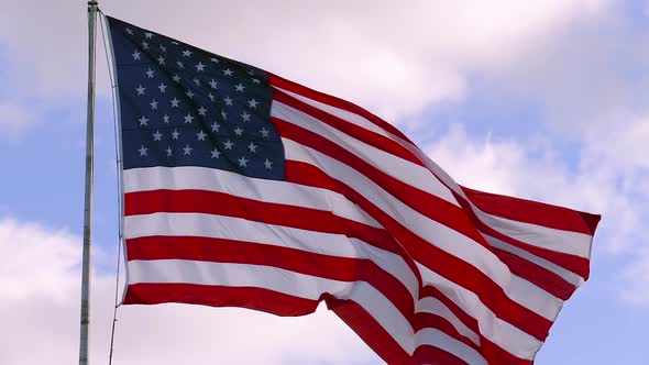 USA Flag on Flagpole, Super Slow Motion Video Shot