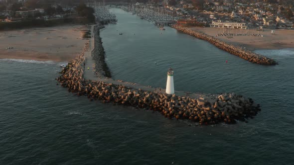 Aerial view of Walton Light House, Santa Cruz California, Highway 1 alt