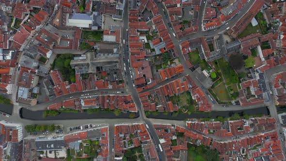 Bruges, Belgium Birds View with Little Traffic and Empty Streets During Coronavirus Pandemic alt