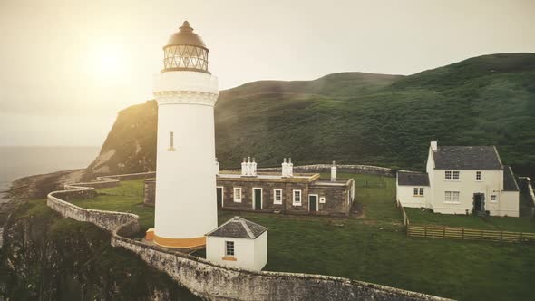 Aerial Closeup Sun Shine at Lighthouse Rooftop alt