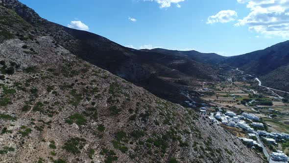 Kamares village on Sifnos island in the cyclades in Greece aerial view alt