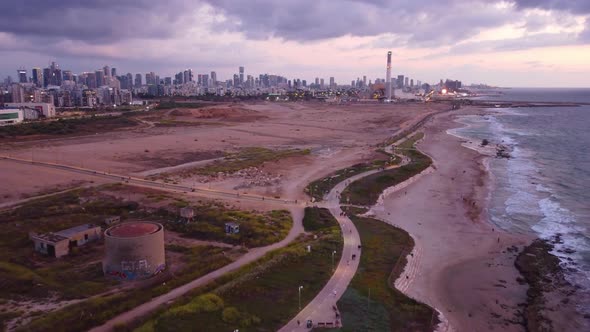 Flight over Tel Baruch beach in Israel
