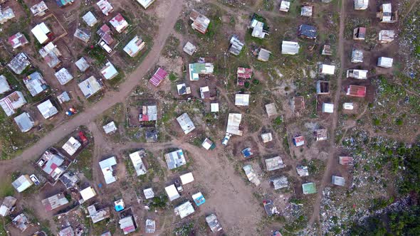 Drone Flying Over Shanty Town in Africa