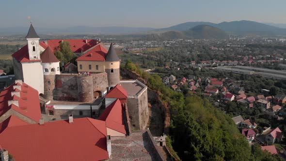 Aerial View of Palanok Castle in Mukachevo alt