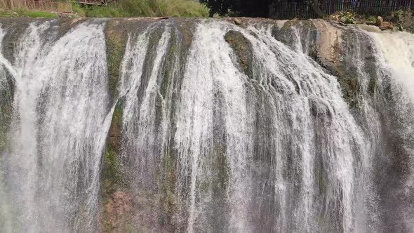 Aerial Shot of the Elephant Waterfall in the City of Dalat in the Southern Part of Vietnam alt