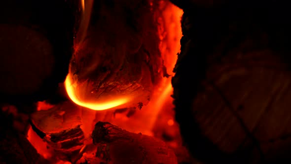 Wood Fire Burning In Oven  alt