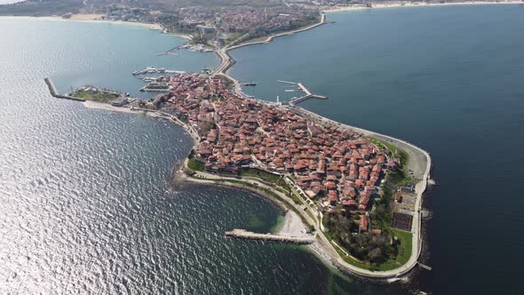 Aerial View of Nesebar Ancient City on the Black Sea Coast of Bulgaria alt