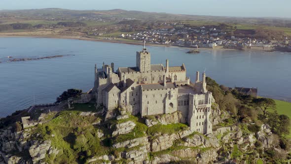 St Michael's Mount in Cornwall a Popular Tourist Attraction Island From the Air alt
