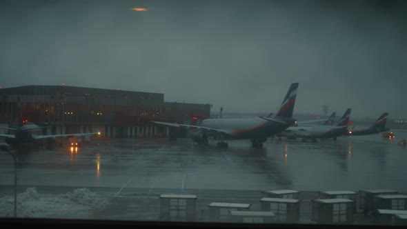 Window View with Aeroflot Aircraft at Terminal F of Sheremetyevo Airport alt