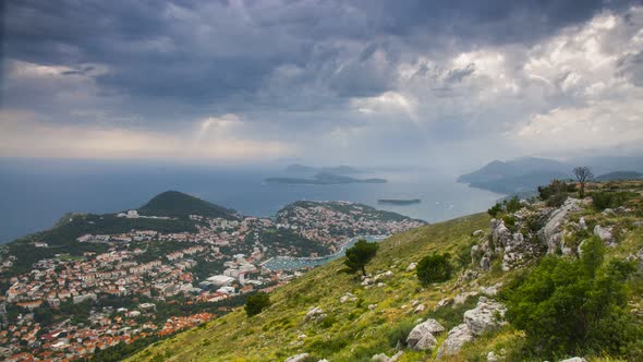 4K Timelapse of Clouds Moving Across the Sky atop Dubrovnik Hill, Dubrovnik, Croatia