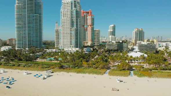 Aerial Stock Miami Beach Spring Break Vacation, 