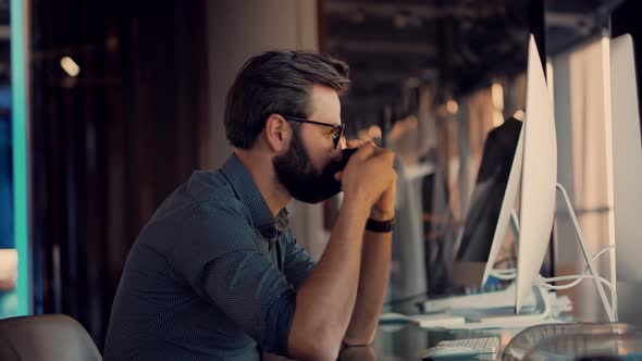 Businessman Wearing Face Mask.Man Puts On Face Mask.Remote Office Internet Online Meeting Conference alt
