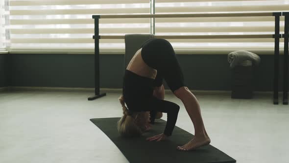 Young Woman Doing Exercises Yoga Asanas