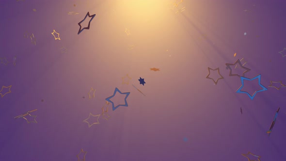 Background of light and golden stars. Holiday, party or new year.