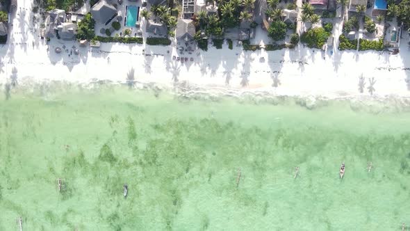Vertical Video of the Ocean Near the Coast of Zanzibar Tanzania Aerial View alt
