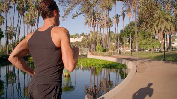 Man Running Park Slow Motion alt