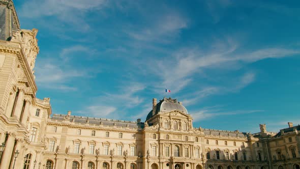 Grand Louvre Art Museum As Historic Landmark Site in Paris City France