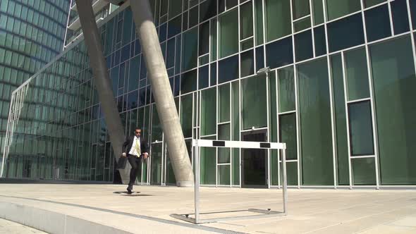 Slow Motion Business Hurdler Office Block alt