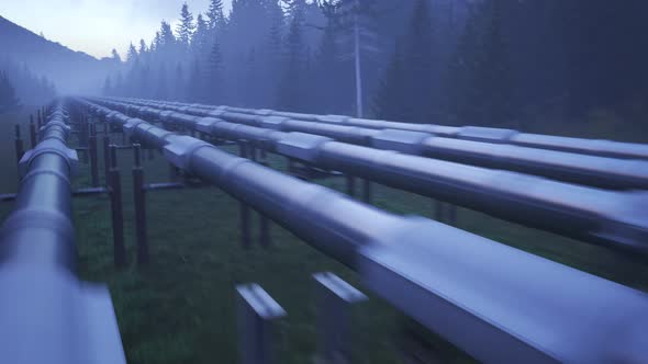 A pipeline running through forest clearance transport fuel over long distances. alt