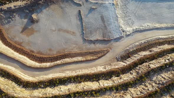 Aerial View of a Gypsum Quarry Mine on the Coast of Crete, Greece