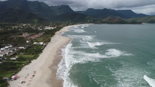 Maresias beach landmark travel destination in Brazil. alt