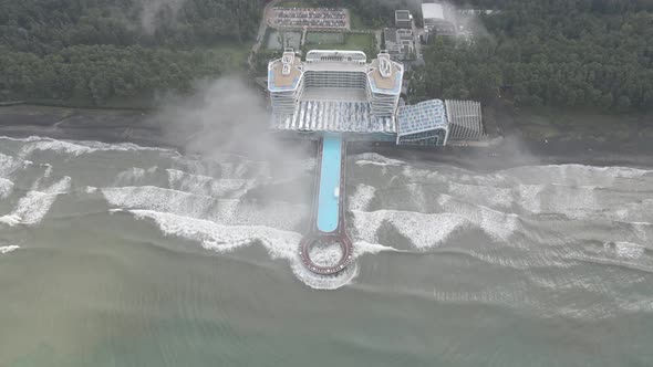 Shekvetili, Georgia - September 10 2020: Aerial view of Modern hotel Paragraph alt