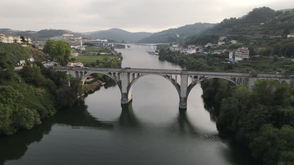 Ponte De Pedra Bridge over Douro river between Entre os Rios and Castelo de Paiva in Portugal.