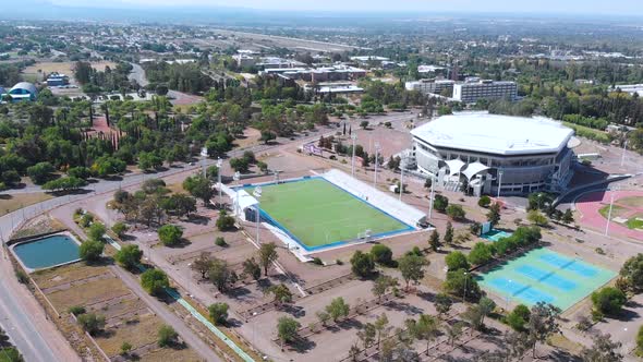 Arena Aconcagua, Athletics Track, Hockey Stadium (Mendoza Argentina) aerial view alt