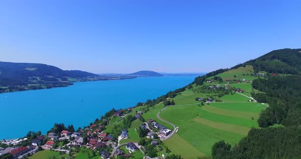 Aerial View of Austria Alpine Lake