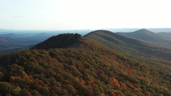 An aerial shot of Big Schloss and the Shenandoah Valley in the autumn. Located on the Virginia/West alt
