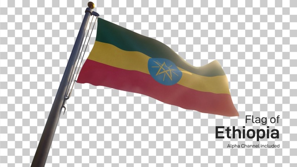 Ethiopia Flag on a Flagpole with Alpha-Channel alt