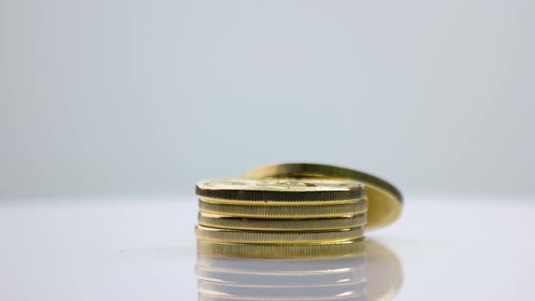 Close Up Stack of Golden Ethereum Coins alt