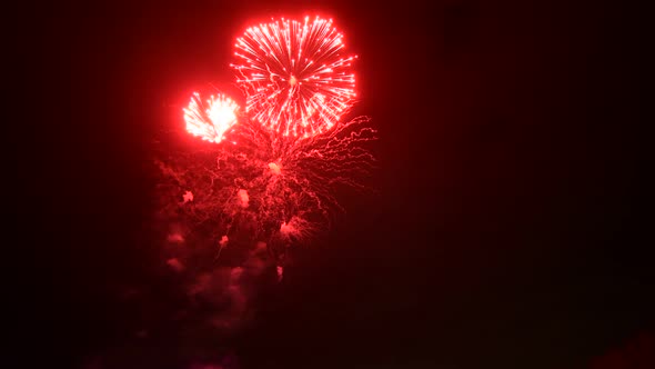 The Beautiful Fireworks Against the Black Sky in Moscow, Russia