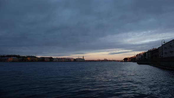 Saint-Petersburg Waterfront At Sunset