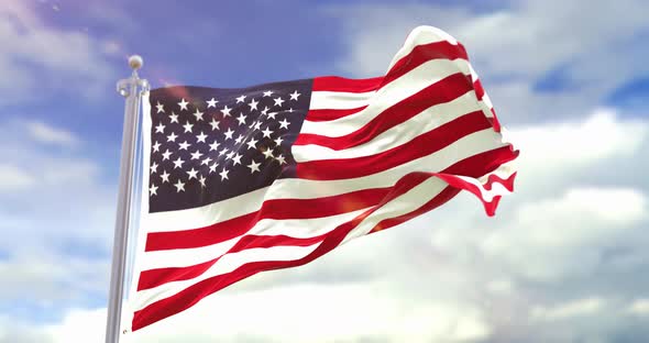 Realistic United State Flag Slow Motion 4K alt