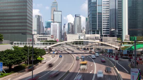 Timelapse Hong Kong Street Highway with Heavy Traffic on Day alt