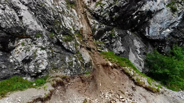 Rock fall on the Traunstein in Gmunden in Upper Austria drone video alt