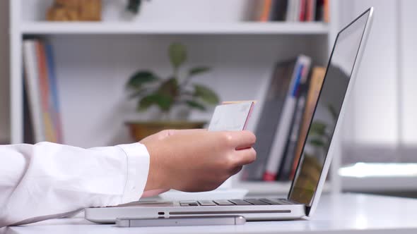 Online Shopping. Many Different Credit Cards. Close Up alt