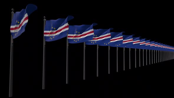Row Of Cape Verde Flags With Alpha 2K alt