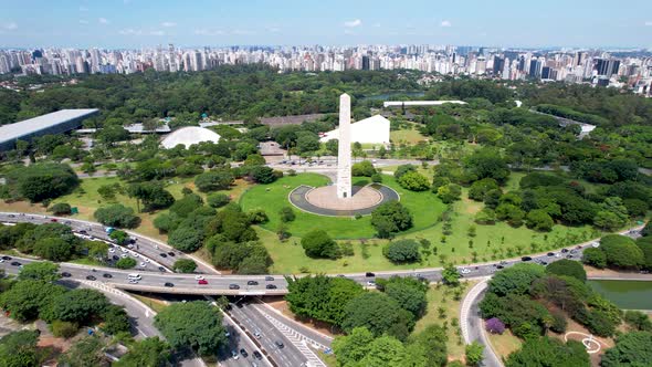 Downtown of Sao Paulo Brazil. Stunning landscape of Ibirapuera park. alt