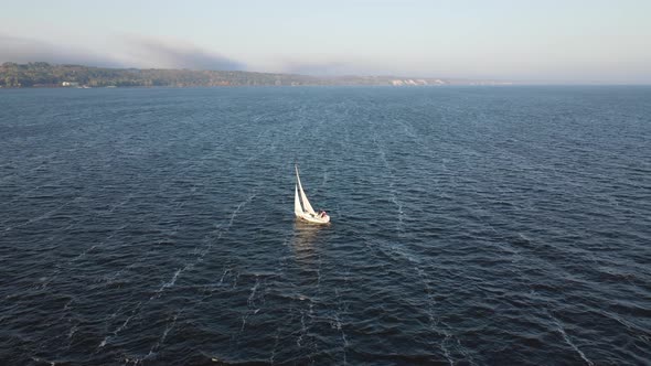 A Sailing Boat in Kyiv Sea Vyshgorod Ukraine