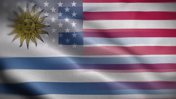 USA Uruguay Flag Loop Background 4K