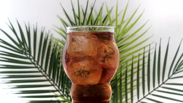 Ice Tea With Ice Cubes Rotating