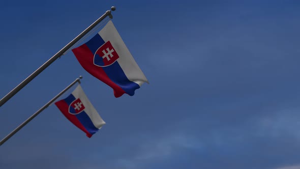 Slovakia Flags In The Blue Sky - 4K
