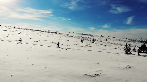 Aerial View of Mountain Snow Slope South Ural