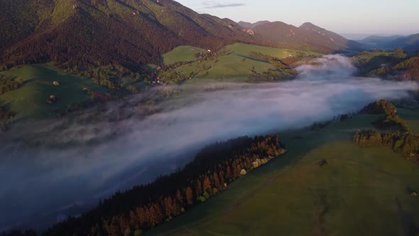 Beautiful Misty and Cloudy Fast Moving Aerial View