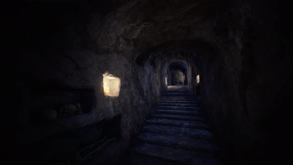 Old Dark Catacombs with Candles